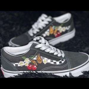 Vans Old Skool Black & White Checkered Floral